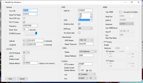 Screenshot BlueDV Windows Setup für AE1DJ